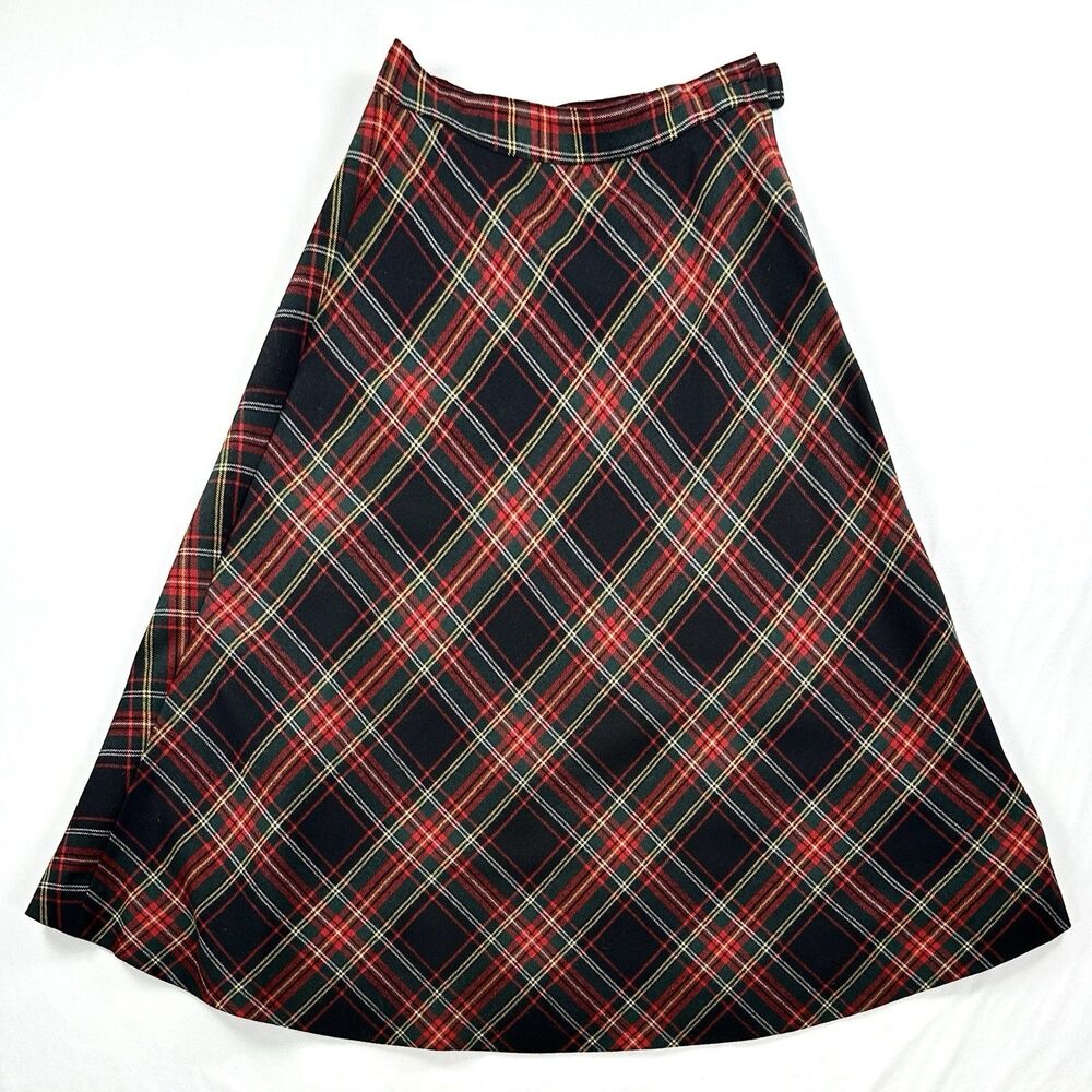 Jones New York A-Line Maxi Skirt Wool Blend Size 12 Tartan Plaid Academia VTG